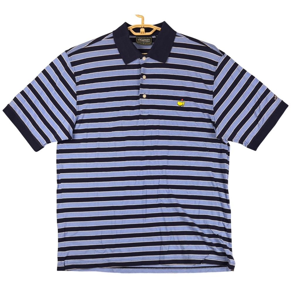 Masters Collection Mens XL Polo Shirt Blue Striped Pima Cotton Mercerized Golf